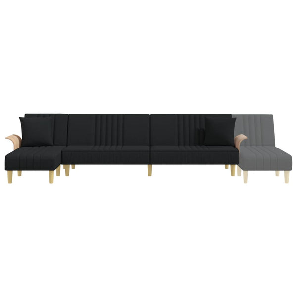 Schlafsofa in L-Form Schwarz 279x140x70 cm Stoff