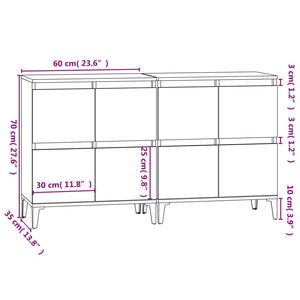 Sideboards 2 Stk. Weiß 60x35x70 cm Holzwerkstoff