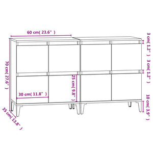 Sideboards 2 Stk. Schwarz 60x35x70 cm Holzwerkstoff