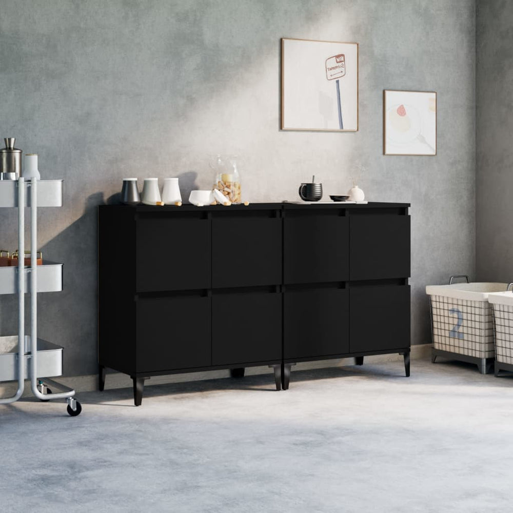 vidaXL Sideboards 2 pcs. Black 60x35x70 cm Engineered Wood