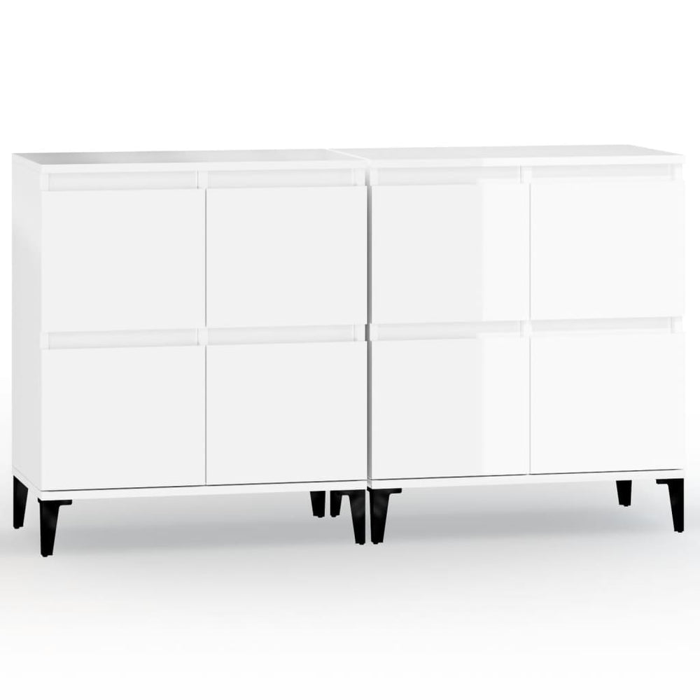 vidaXL Sideboards 2 pcs. High-Gloss White 60x35x70 cm Engineered Wood