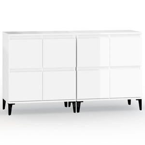 Sideboards 2 Stk. Hochglanz-Weiß 60x35x70 cm Holzwerkstoff