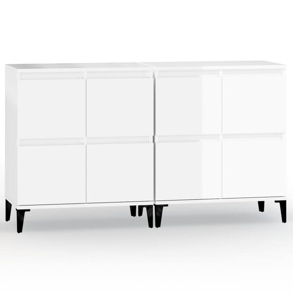 Sideboards 2 Stk. Hochglanz-Weiß 60x35x70 cm Holzwerkstoff