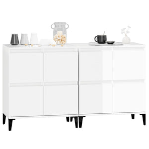 Sideboards 2 Stk. Hochglanz-Weiß 60x35x70 cm Holzwerkstoff