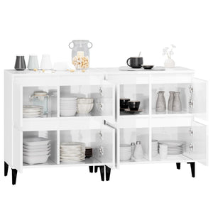 Sideboards 2 Stk. Hochglanz-Weiß 60x35x70 cm Holzwerkstoff