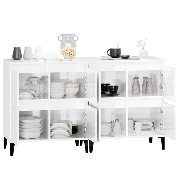 Sideboards 2 Stk. Hochglanz-Weiß 60x35x70 cm Holzwerkstoff