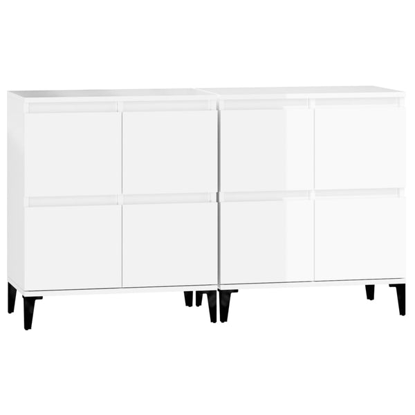 Sideboards 2 Stk. Hochglanz-Weiß 60x35x70 cm Holzwerkstoff