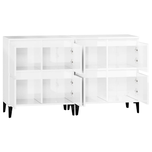 Sideboards 2 Stk. Hochglanz-Weiß 60x35x70 cm Holzwerkstoff