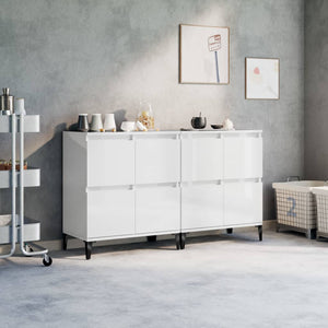 Sideboards 2 Stk. Hochglanz-Weiß 60x35x70 cm Holzwerkstoff