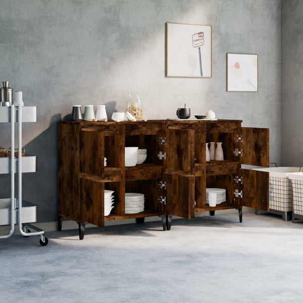 vidaXL Buffets 2 pcs Chêne fumé 60x35x70 cm Bois d'ingénierie