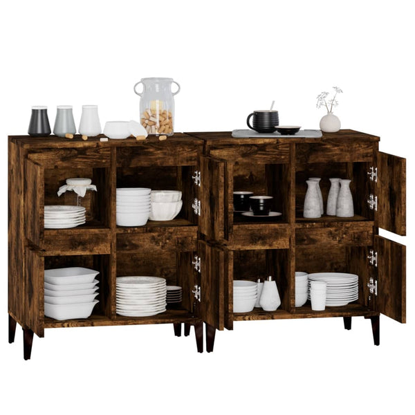 vidaXL Buffets 2 pcs Chêne fumé 60x35x70 cm Bois d'ingénierie
