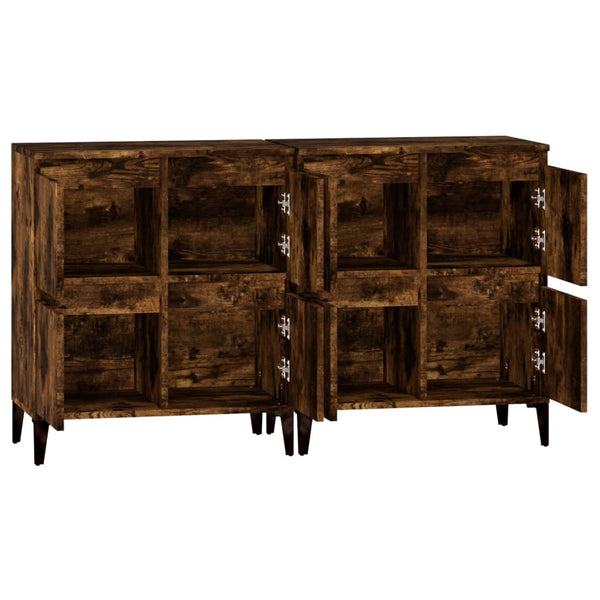 vidaXL Buffets 2 pcs Chêne fumé 60x35x70 cm Bois d'ingénierie