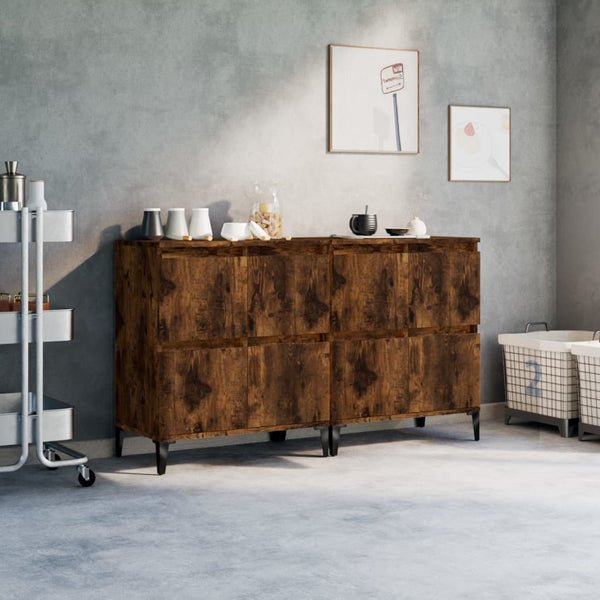 vidaXL Buffets 2 pcs Chêne fumé 60x35x70 cm Bois d'ingénierie