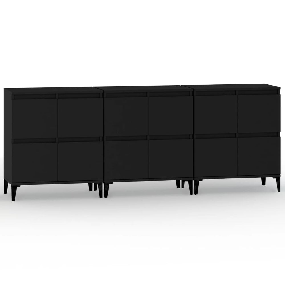 vidaXL Sideboards 3 pcs. Black 60x35x70 cm Engineered Wood