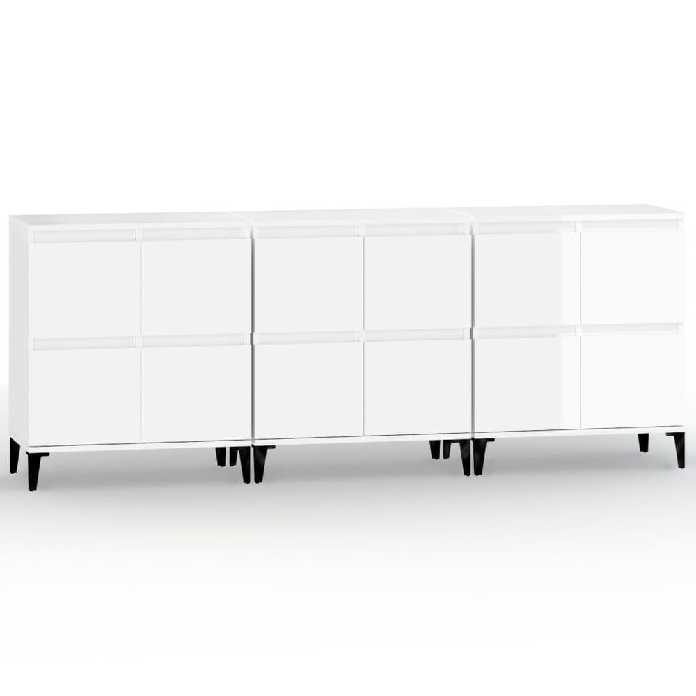 vidaXL Sideboards 3 pcs. High-Gloss White 60x35x70 cm Engineered Wood