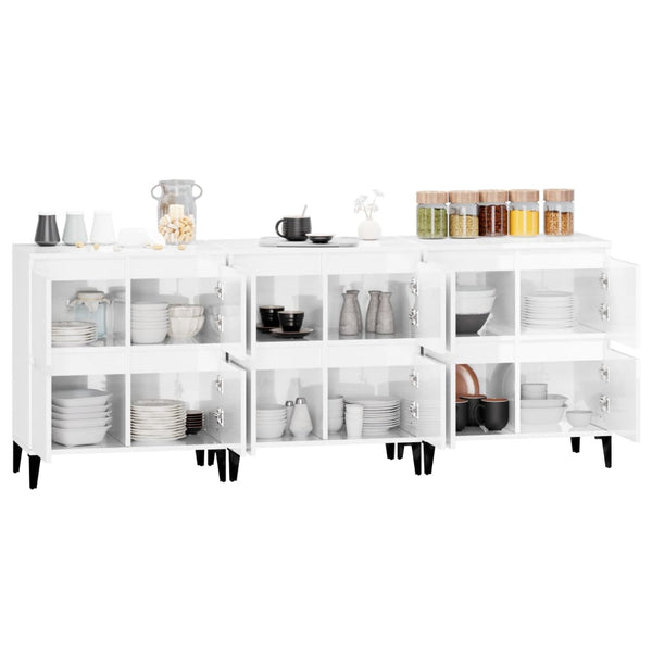 Sideboards 3 Stk. Hochglanz-Weiß 60x35x70 cm Holzwerkstoff