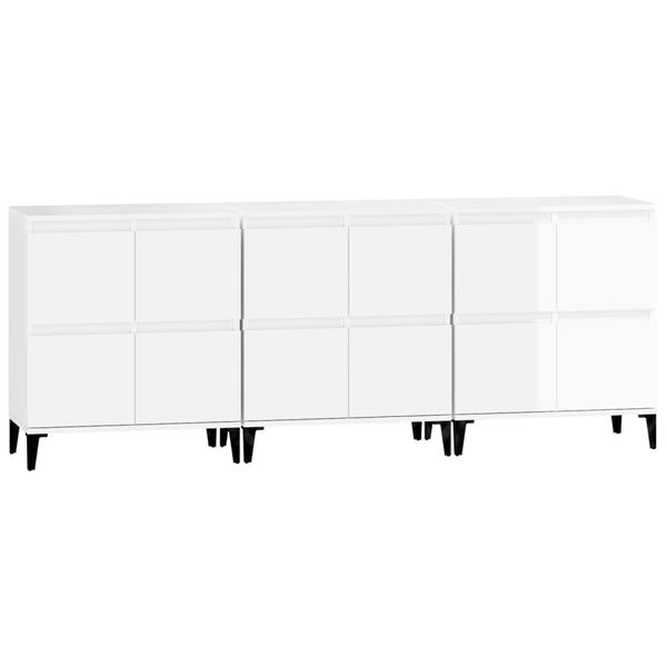 Sideboards 3 Stk. Hochglanz-Weiß 60x35x70 cm Holzwerkstoff