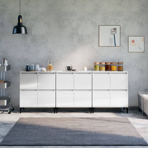 Sideboards 3 Stk. Hochglanz-Weiß 60x35x70 cm Holzwerkstoff