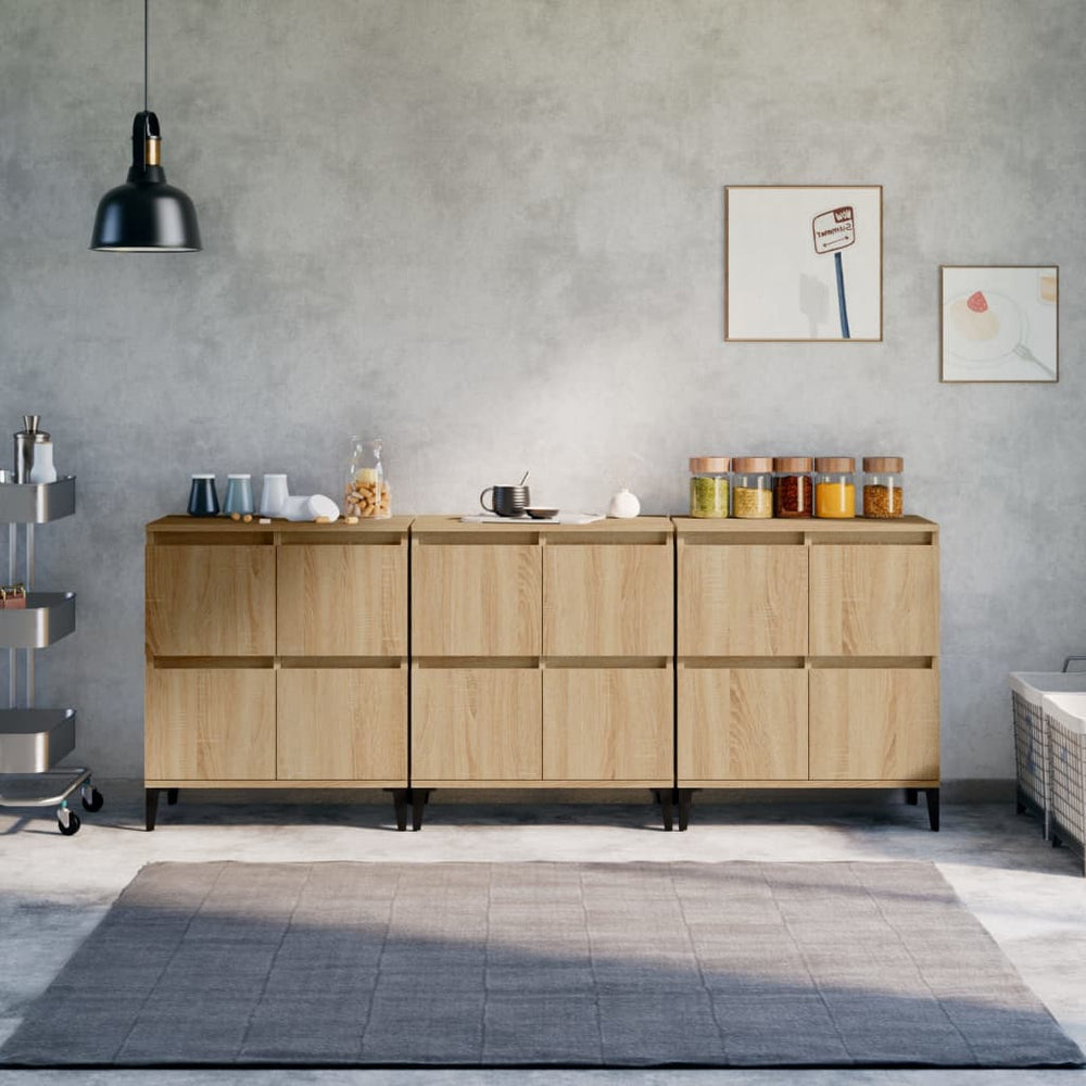 vidaXL Sideboards 3 pcs. Sonoma Oak 60x35x70 cm Engineered Wood