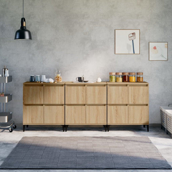 Sideboards 3 Stk. Sonoma-Eiche 60x35x70 cm Holzwerkstoff