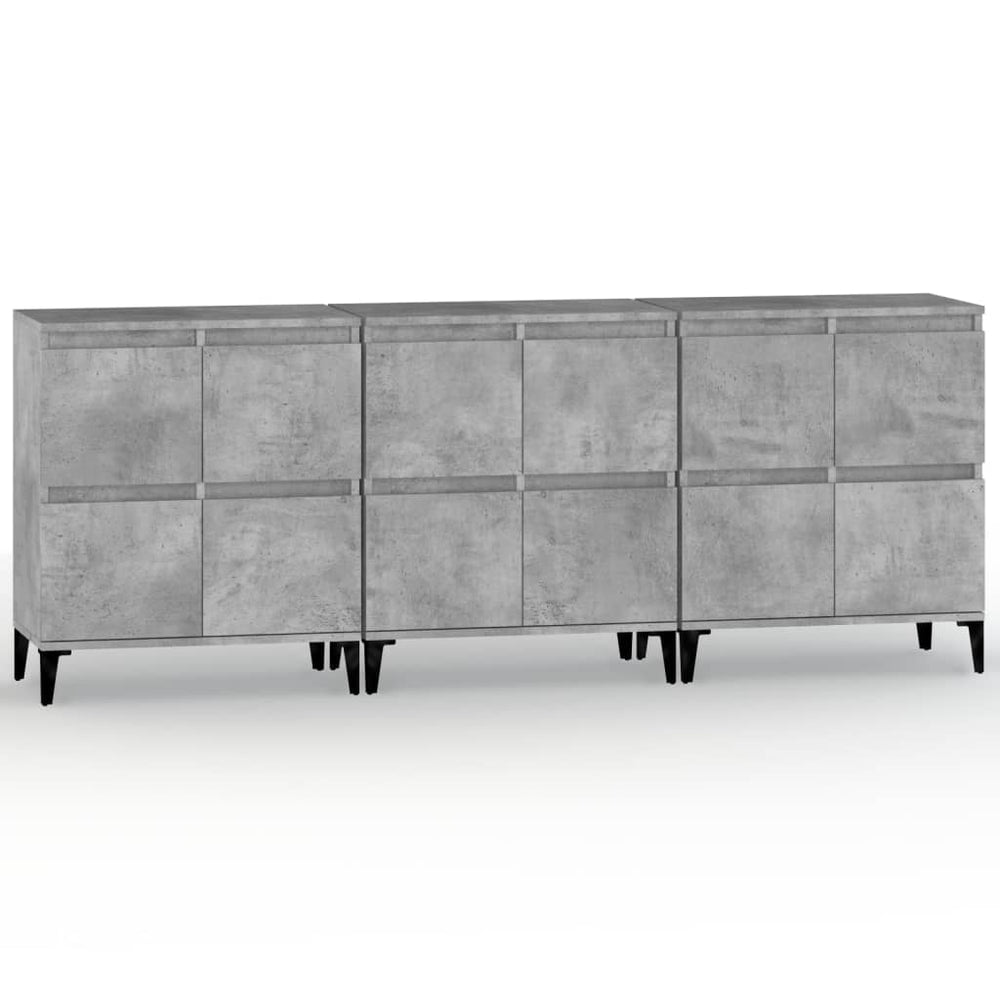 vidaXL Sideboards 3 pcs. Concrete Grey 60x35x70 cm Engineered Wood