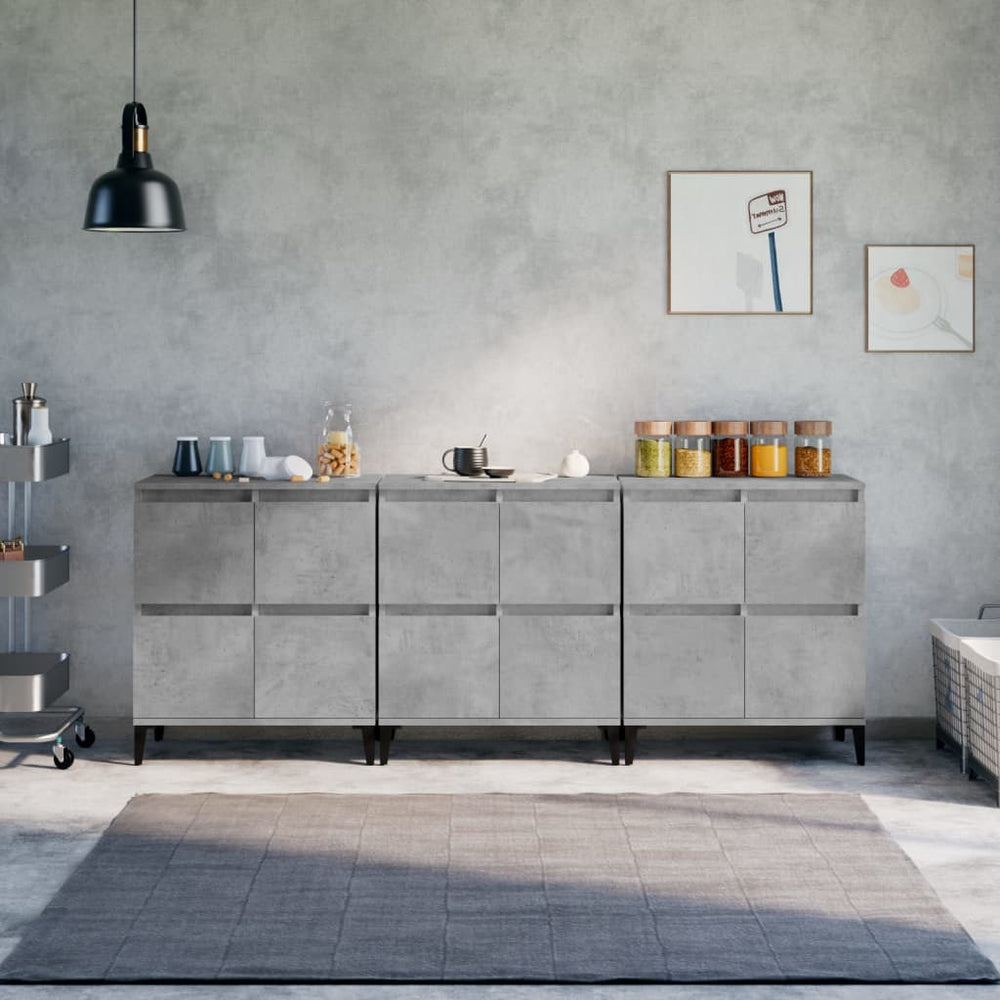 vidaXL Sideboards 3 pcs. Concrete Grey 60x35x70 cm Engineered Wood
