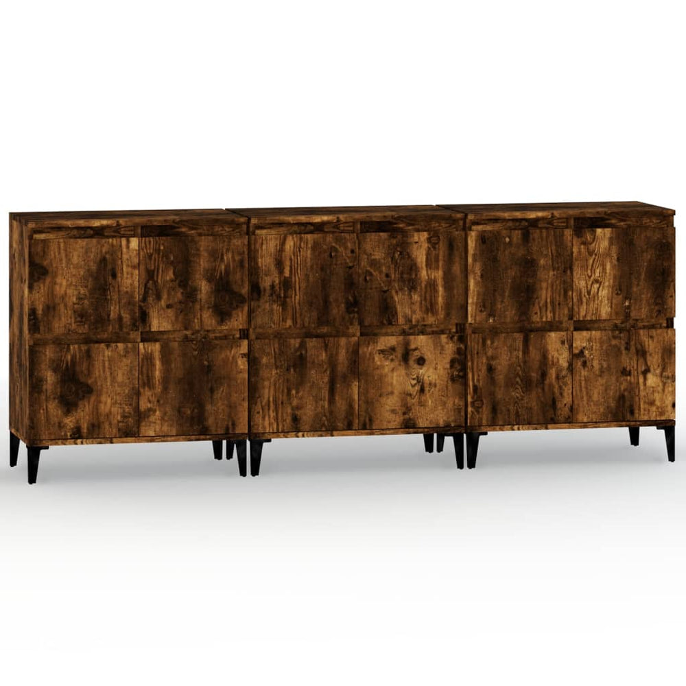 vidaXL Sideboards 3 pcs. Smoked Oak 60x35x70 cm Engineered Wood