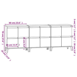 Sideboards 3 Stk. Räuchereiche 60x35x70 cm Holzwerkstoff
