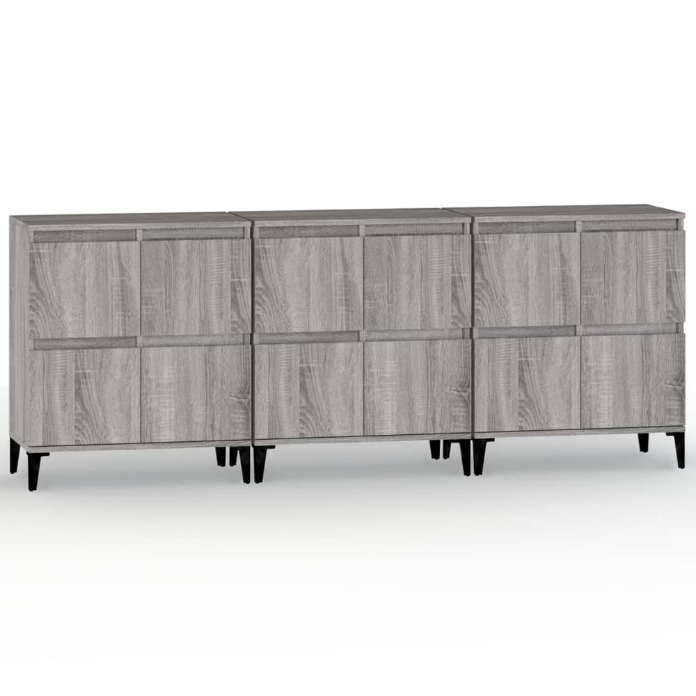 vidaXL Sideboards 3 pcs. Grey Sonoma 60x35x70 cm Engineered Wood