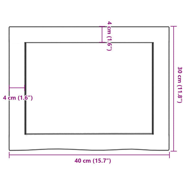 Waschtischplatte 40x30x(2-4) cm Massivholz Unbehandelt