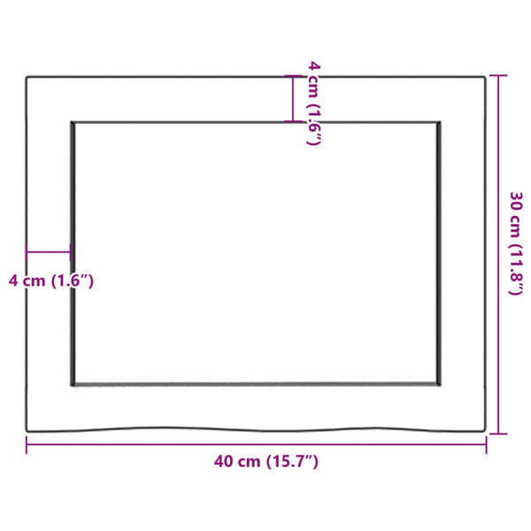 Waschtischplatte 40x30x(2-6) cm Massivholz Unbehandelt