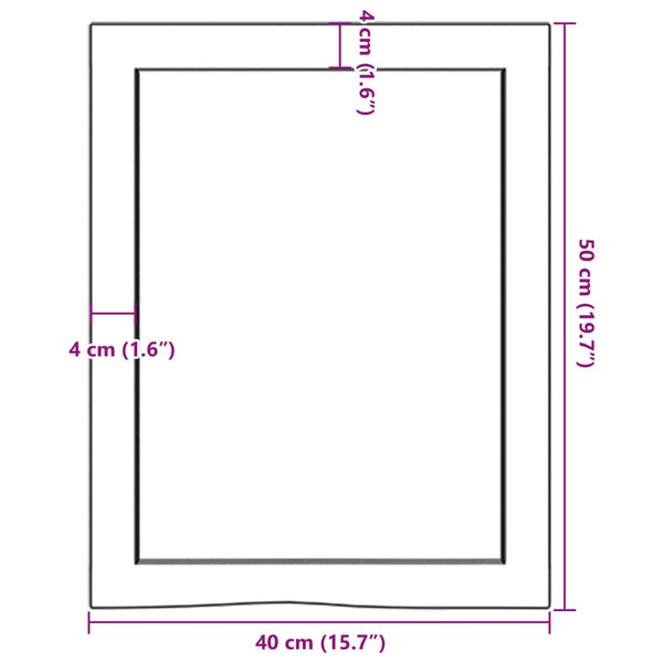 Waschtischplatte 40x50x(2-6) cm Massivholz Unbehandelt