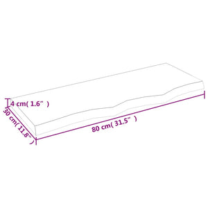 Waschtischplatte 80x30x(2-4) cm Massivholz Unbehandelt