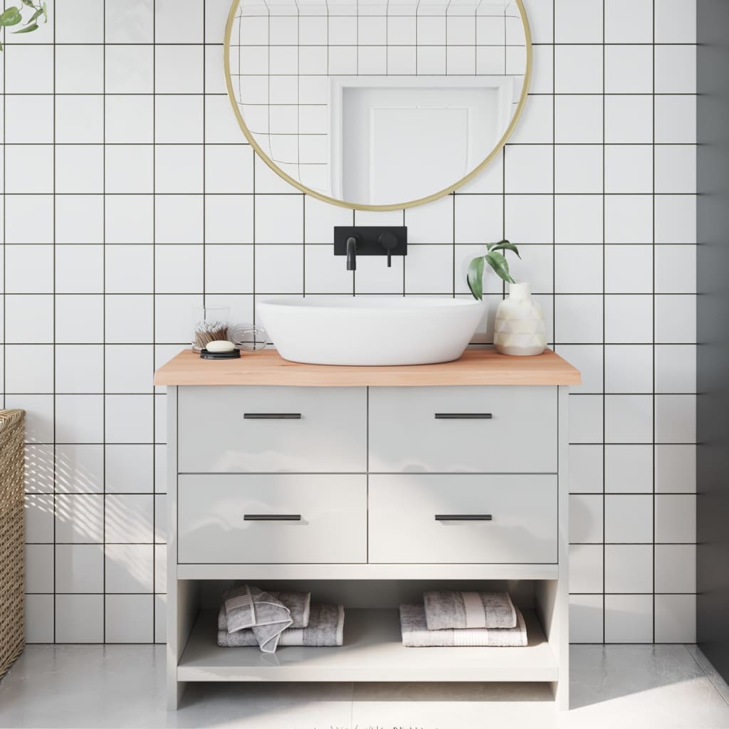 vidaXL Plateau de lavabo 100x30x(2-4) cm en bois massif brut