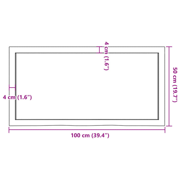 Waschtischplatte 100x50x(2-6) cm Massivholz Unbehandelt