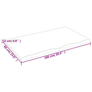 Waschtischplatte 100x60x2 cm Massivholz Unbehandelt