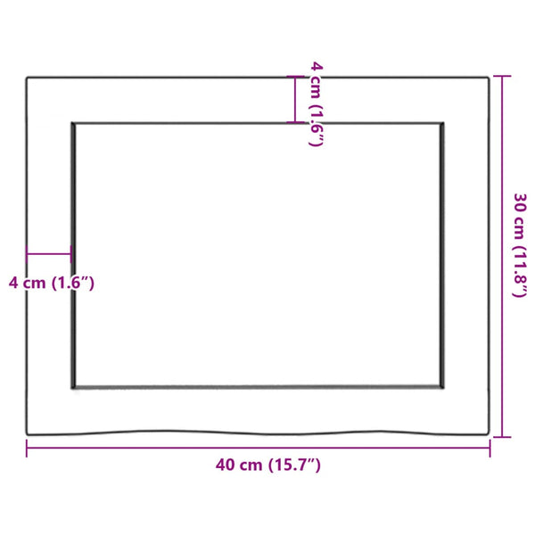 Waschtischplatte Hellbraun 40x30x(2-6) cm Massivholz Behandelt