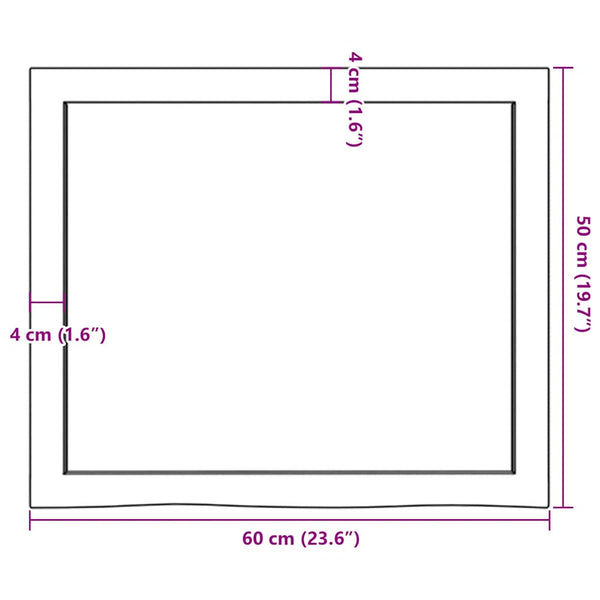 Waschtischplatte Hellbraun 60x50x(2-4) cm Massivholz Behandelt
