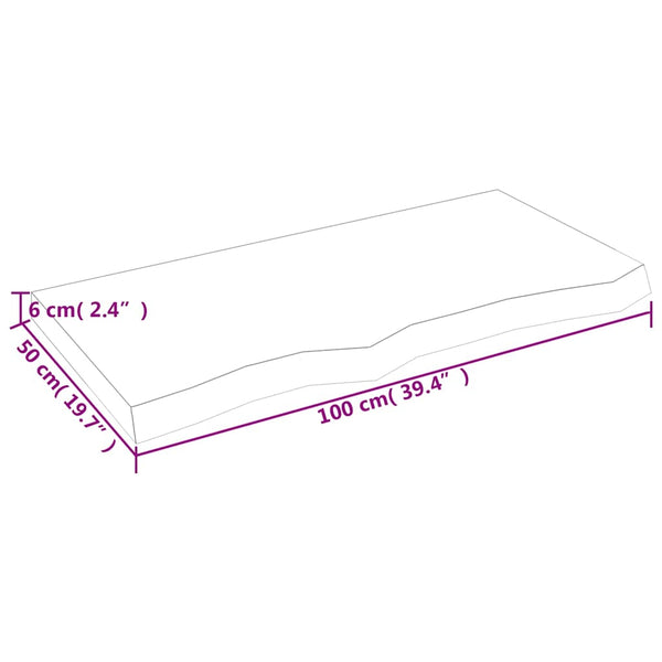 vidaXL Plan de toilette marron clair 100x50x(2-6) cm en bois massif traité