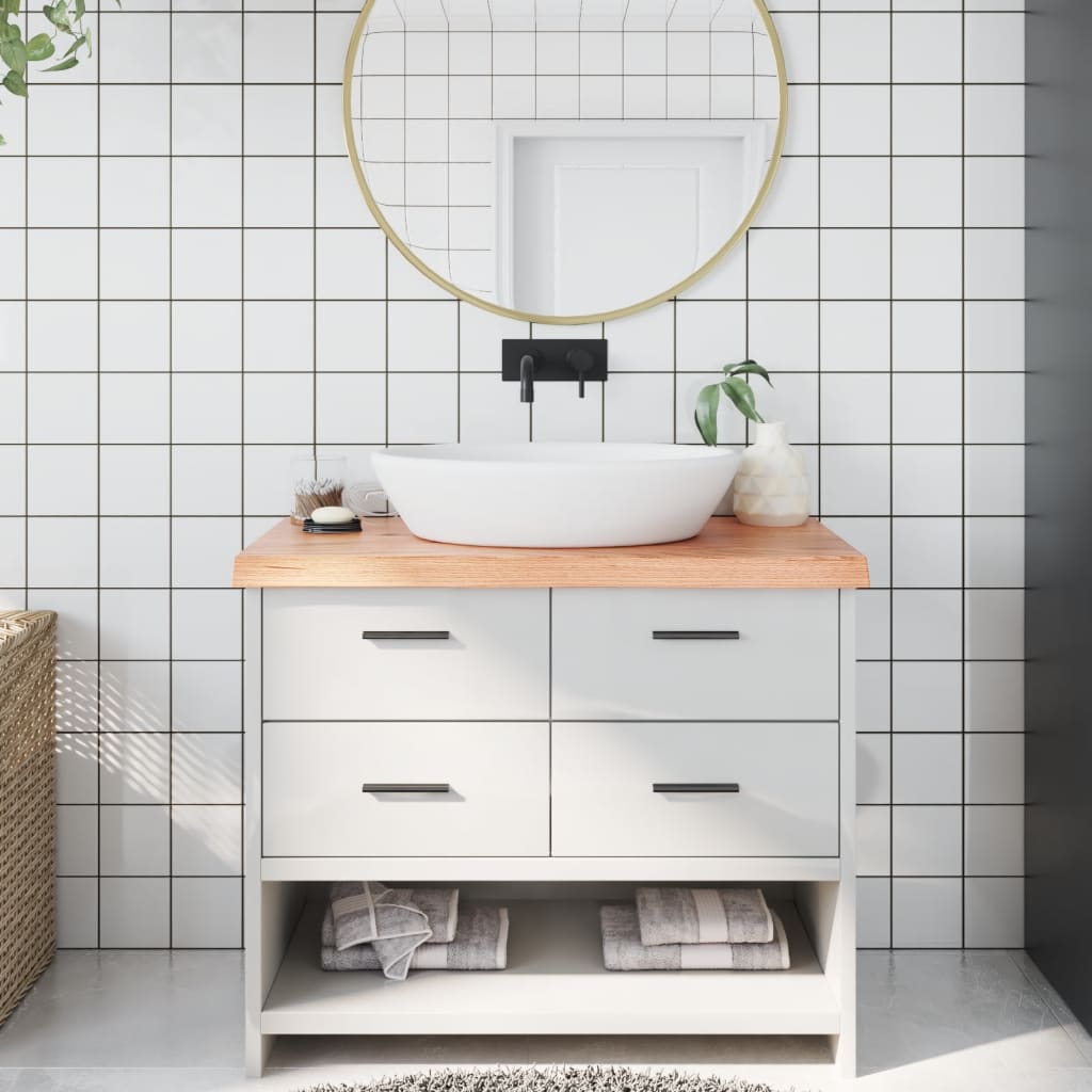 vidaXL Plan de toilette marron clair 100x50x(2-6) cm en bois massif traité