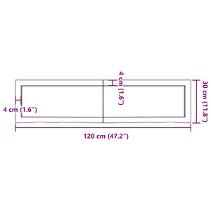 Waschtischplatte Hellbraun 120x30x(2-4) cm Massivholz Behandelt