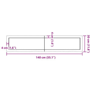 Waschtischplatte Hellbraun 140x30x(2-4) cm Massivholz Behandelt