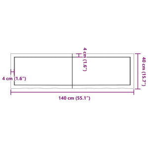 Waschtischplatte Hellbraun 140x40x(2-4) cm Massivholz Behandelt