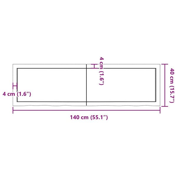 Waschtischplatte Hellbraun 140x40x(2-4) cm Massivholz Behandelt
