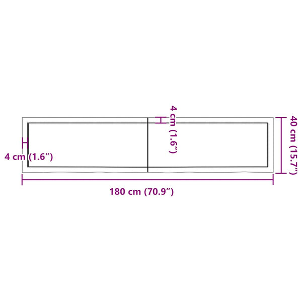 Waschtischplatte Hellbraun 180x40x(2-4) cm Massivholz Behandelt