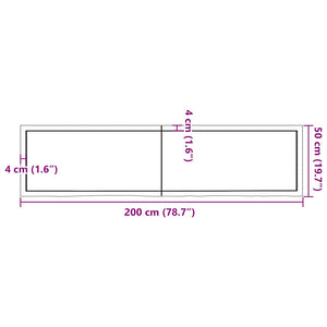 Waschtischplatte Hellbraun 200x50x(2-4) cm Massivholz Behandelt