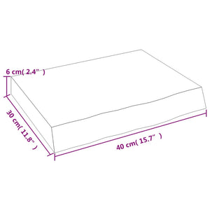 Waschtischplatte Dunkelbraun 40x30x(2-6)cm Massivholz Behandelt