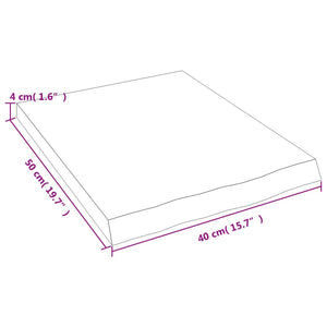 Waschtischplatte Dunkelbraun 40x50x(2-4)cm Massivholz Behandelt