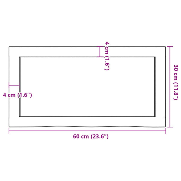 Waschtischplatte Dunkelbraun 60x30x(2-4)cm Massivholz Behandelt