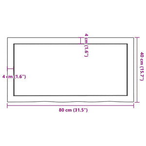 Waschtischplatte Dunkelbraun 80x40x(2-4)cm Massivholz Behandelt
